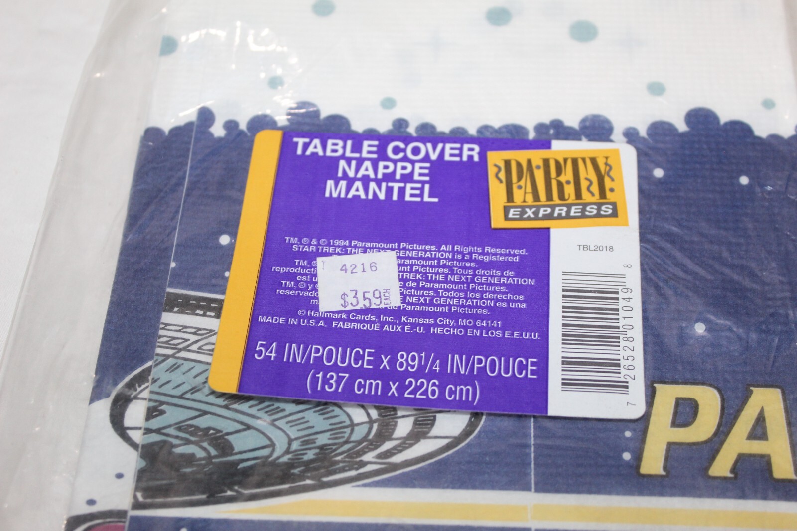 Table Cloth Cover Party Decoration NOS Vtg Star Trek Next Generation 1994 STNG