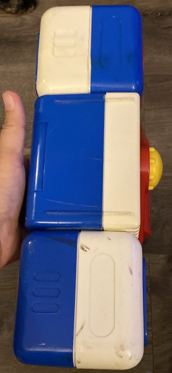 Nostalgic Red, White and Blue Nursery Rhymes Playing Toy Boom Box with Handle