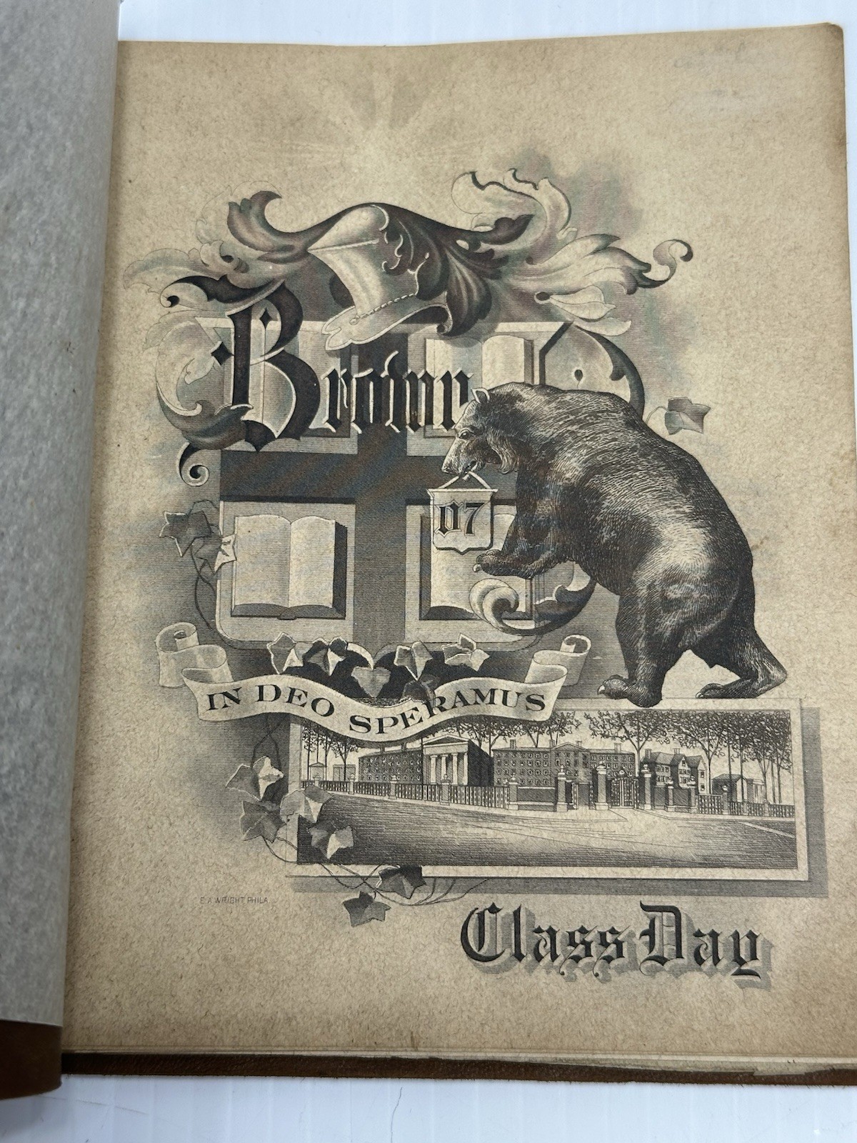 Antique Brown University Class Day 1907 Program Leather Cover Photos
