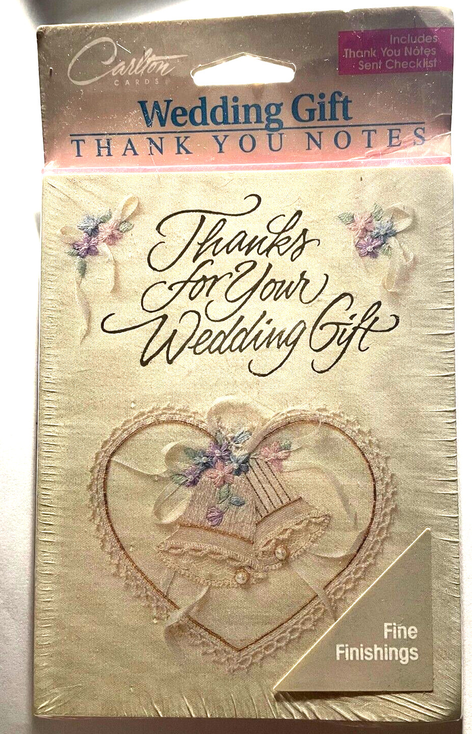 Carlton Cards Wedding Gift Thank You Notes Heart and Bells 8 Cards/Env. Unopened