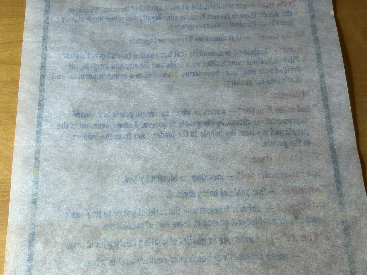 Vintage Pledge of Allegiance Scroll with Red, White, & Blue Storage Tube