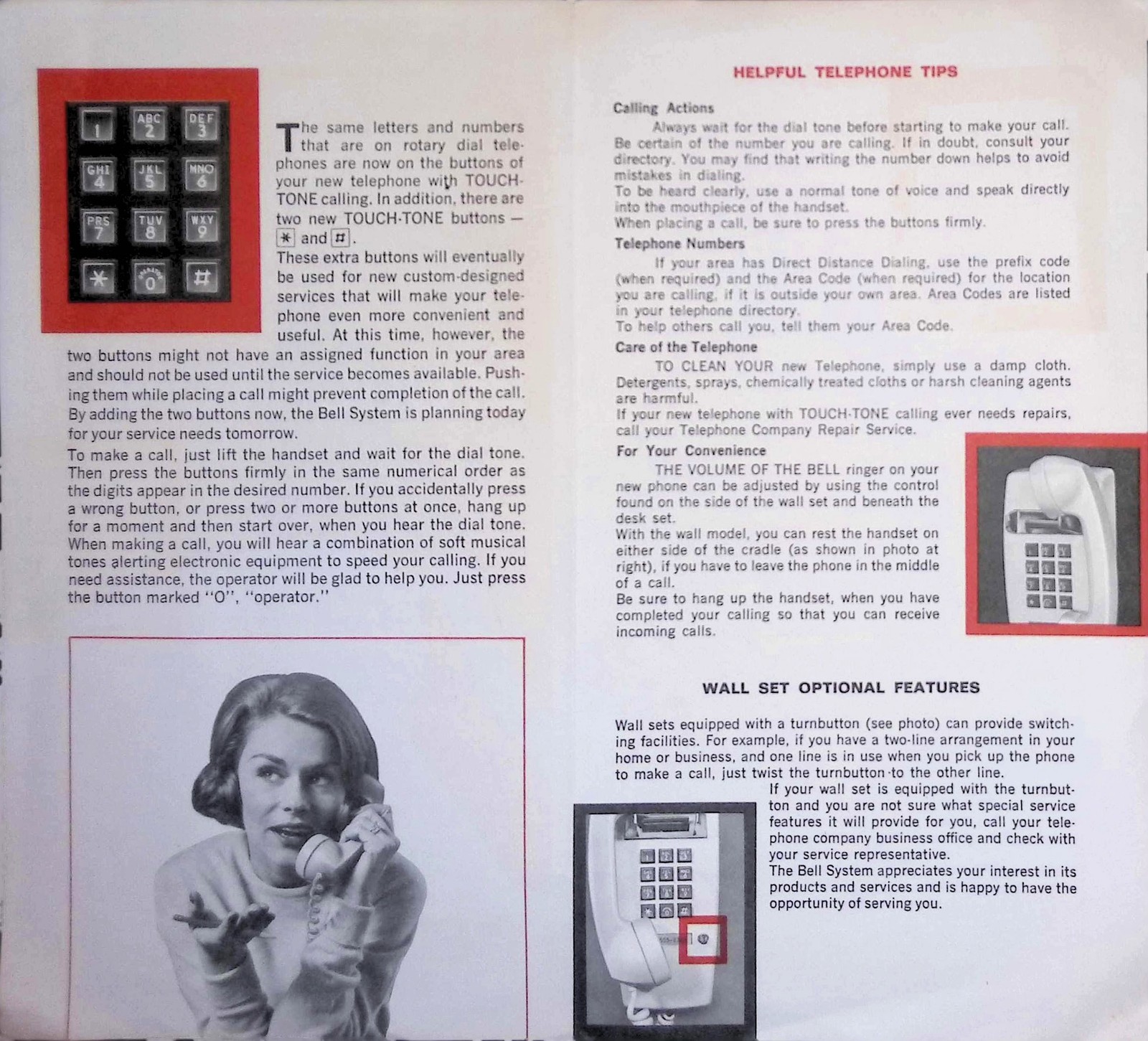 1968 Bell System TOUCH-TONE Dialing Manual Booklet SIB 2439 Phone