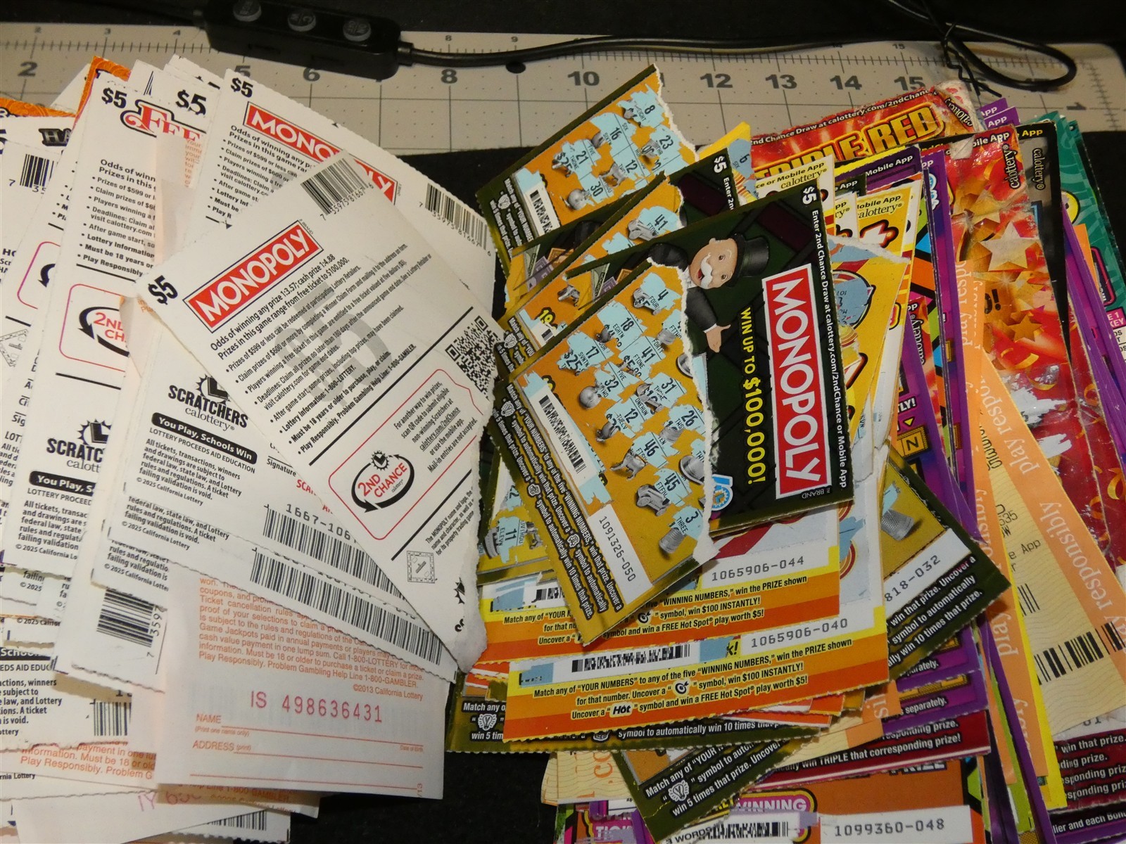 495+ Used NonWinning Losing California Lottery Tickets 2025 $2800+ No 2nd Chance
