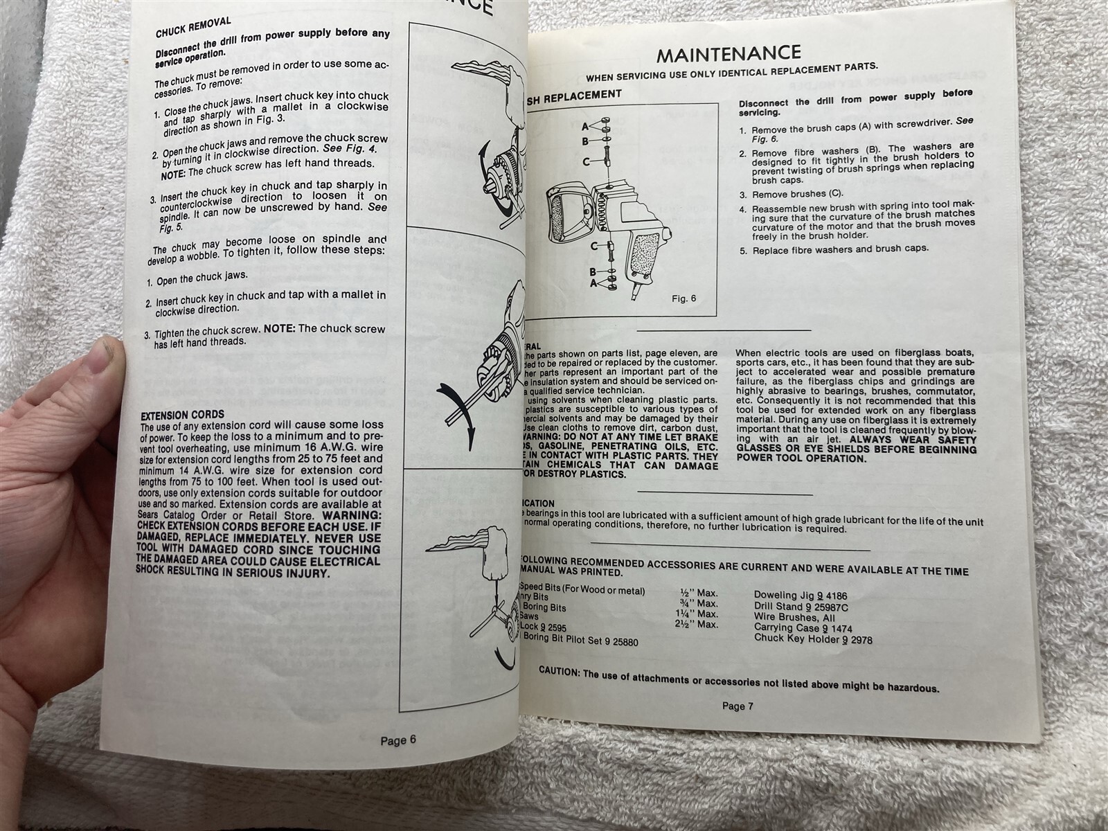 1985 Sears Craftsman 1/2 Inch Electric Drill 315.10280 Owners Manual Vtg