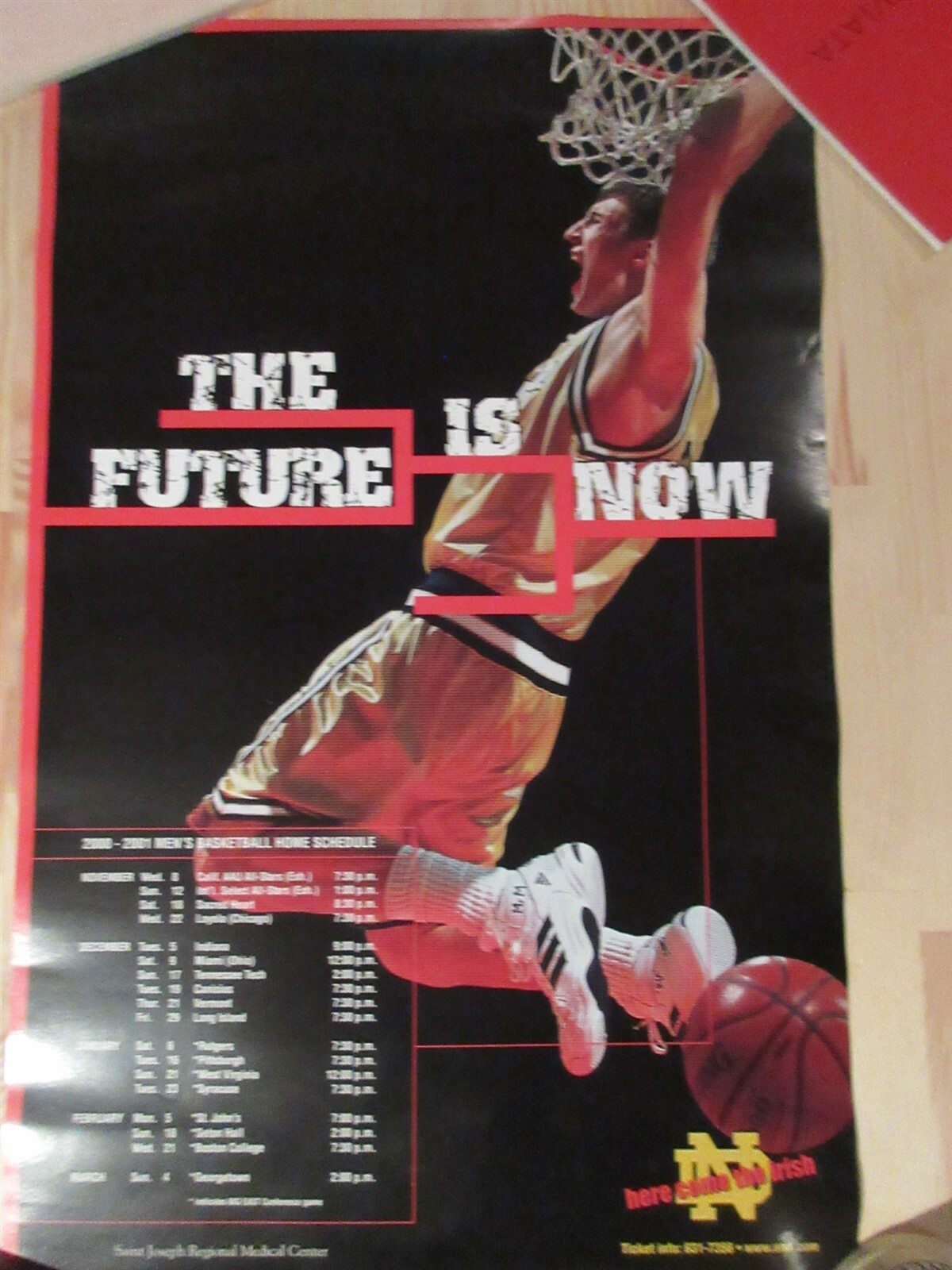Notre Dame Baskeball schedule poster 2000-01 TROY MURPHY 17″ x 27″