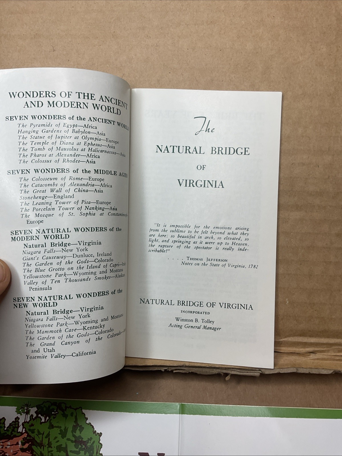 Vintage Natural Bridge Brochure & Bumper Sticker Virginia B68