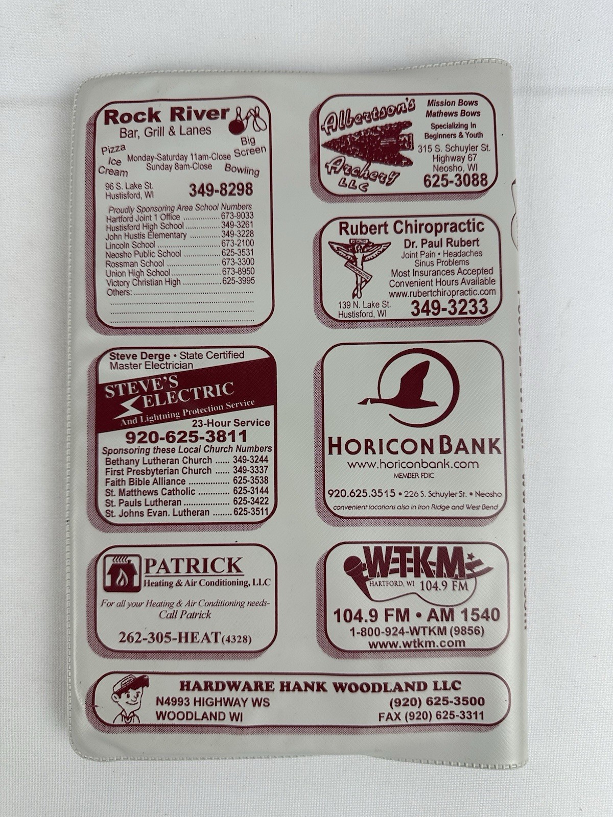 Vintage Hustisford Wisconsin Phone Directory Telephone Book w/ Cover
