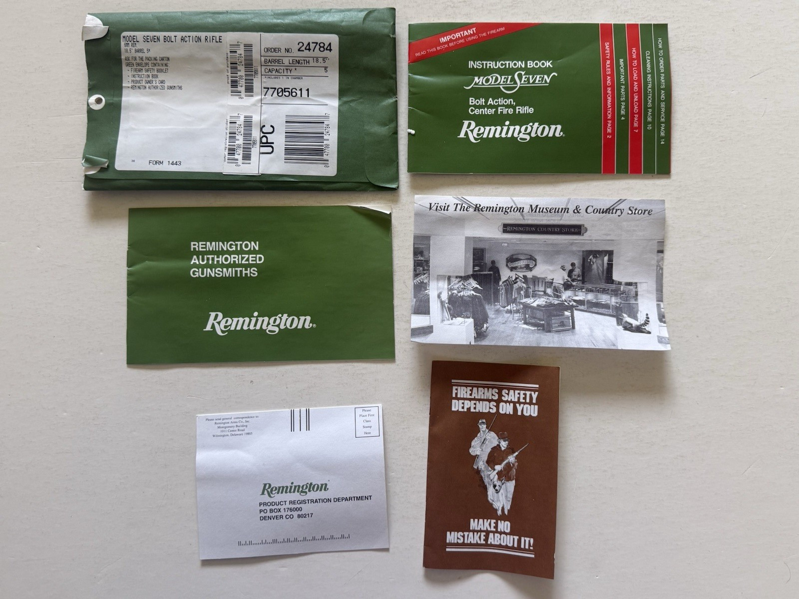 REMINGTON Model 7 Instruction Book 6mm Rem