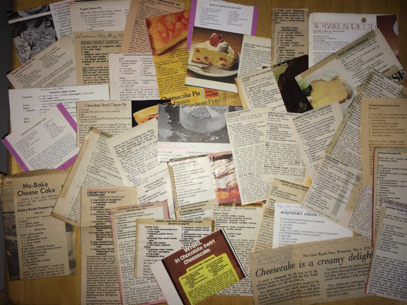 Cheesecakes only! 1960-1970 Recipe Box Recipes over 200!!! Clipped / Handwritten