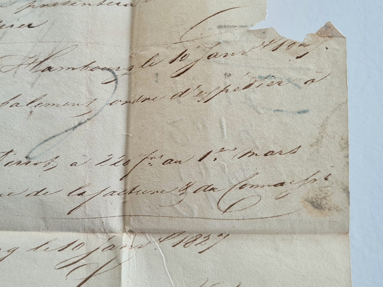 Old Letter Mail January 10 1827 Hamburg Bordeaux Germany By Givet