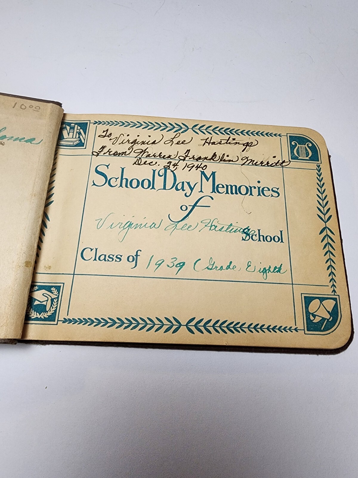 School Day Memories Autograph Book 1939 1940 Jefferson OK Virginia Lee Hastings