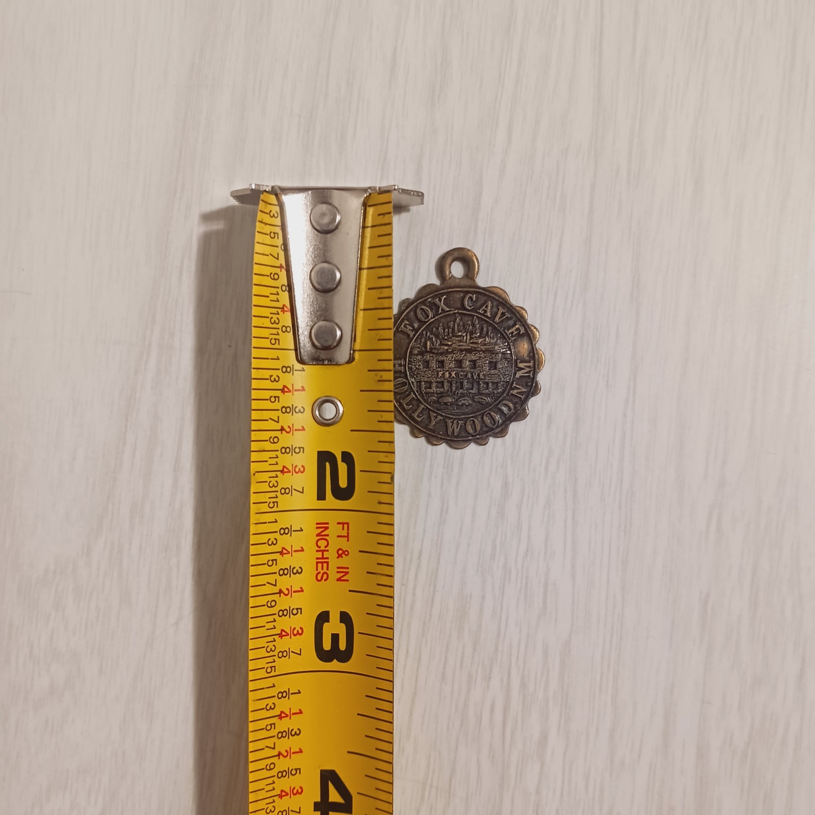 Vintage Hollywood New Mexico Fox Cave Souvenir Metal Fob