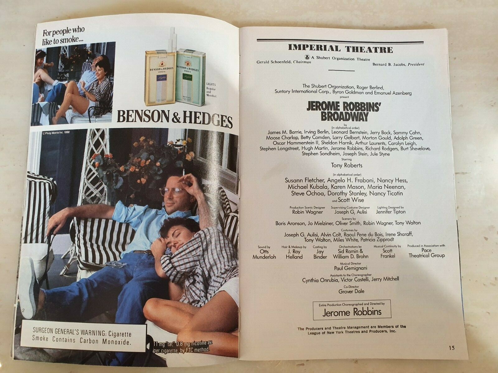 JEROME ROBBINS BROADWAY -SUSANN FLETCHER ANGELO H. FRABONI NANCY HESS SCOTT WISE