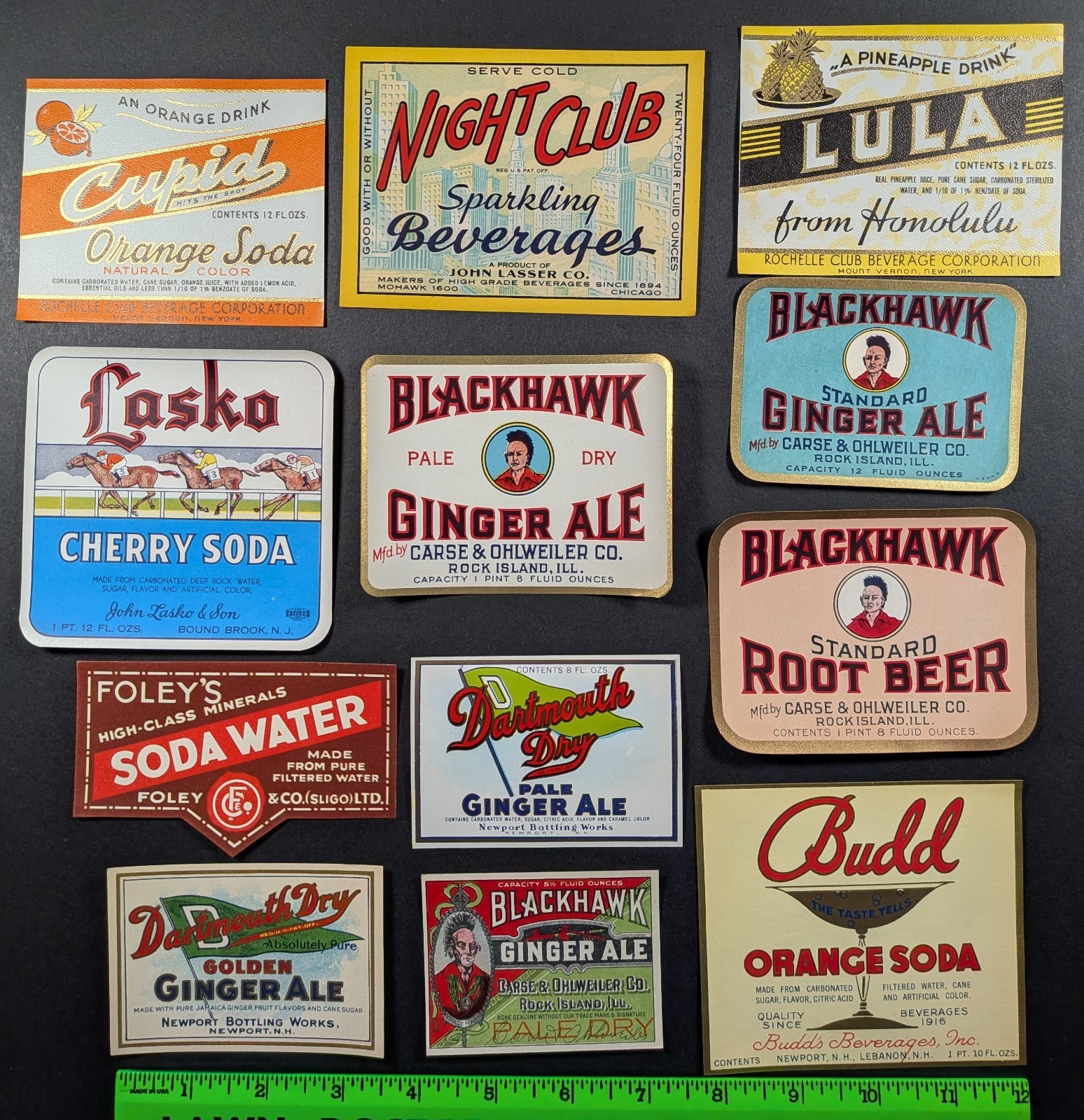 Vintage (Lot of 28) Soda Drink Beverage Paper Labels