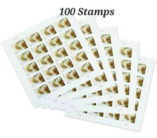USPS 100 FOREVER STAMPS 5 SHEETS White Rose Wedding Invitations
