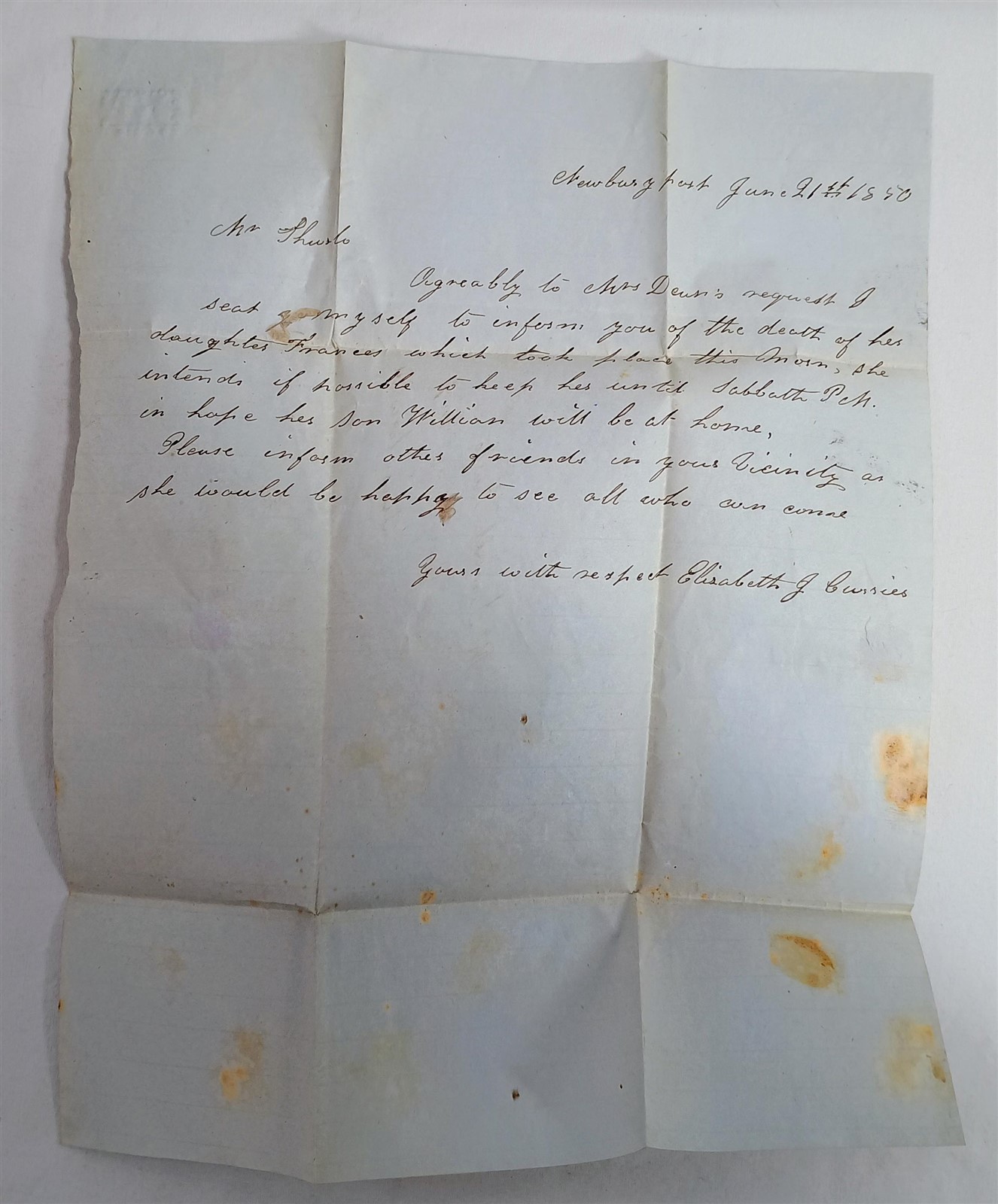 Antique Handwritten Letter 1850 Correspondence Partial Newburyport Postmark
