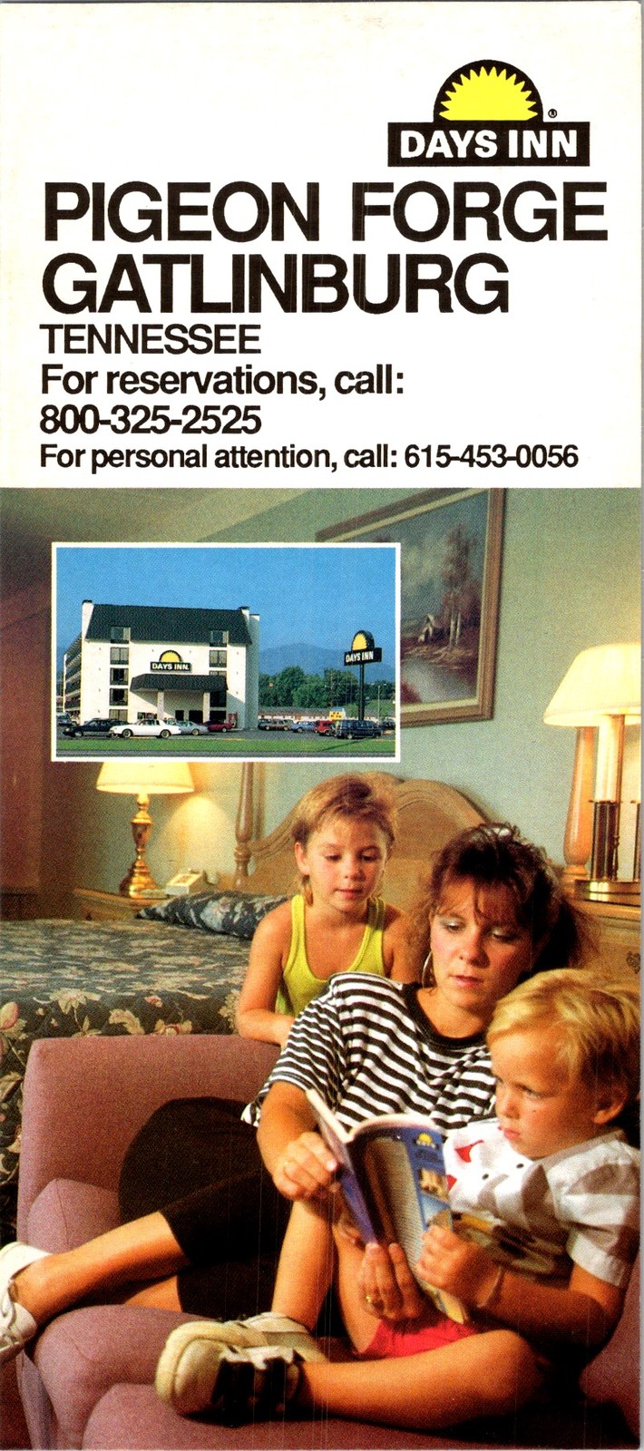 1970s Days Inn Hotel Rack Card Pigeon Forge TN Smoky Mountains Waterbeds