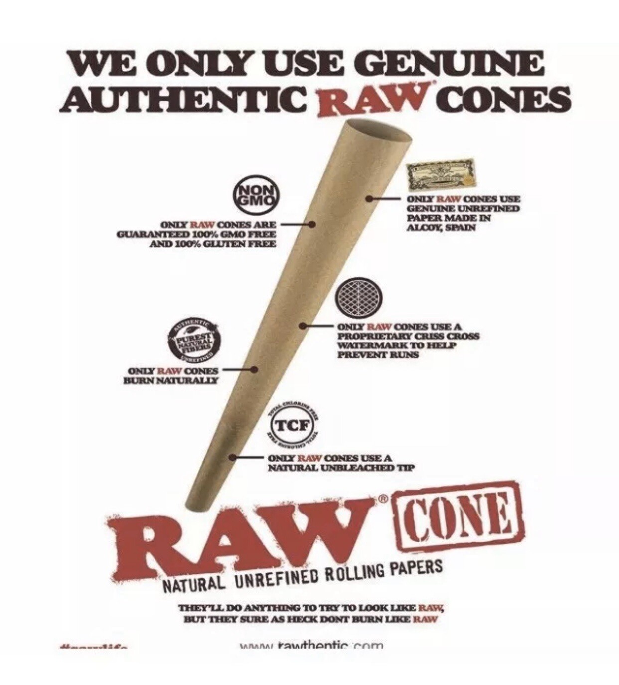 raw classic LEAN size pre rolled cone WITH filter tip (300 pack)