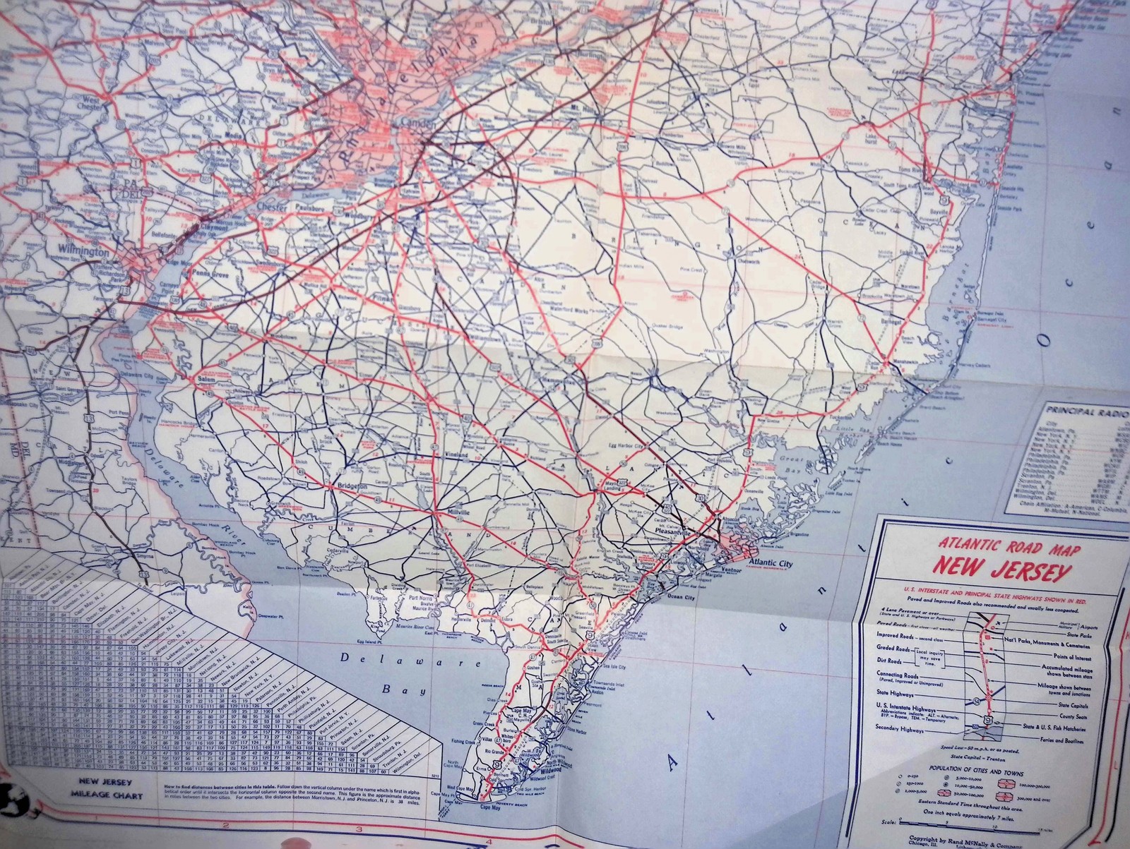 Atlantic Refining Co NJ Promo Road Map 1950s Radio Stations WNYC WOR WFIL