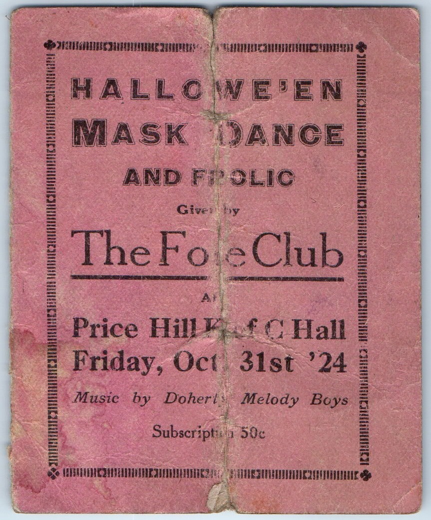 1924 Halloween Mask Dance Ticket Card Cincinnati OH Siebler Tailoring Covington