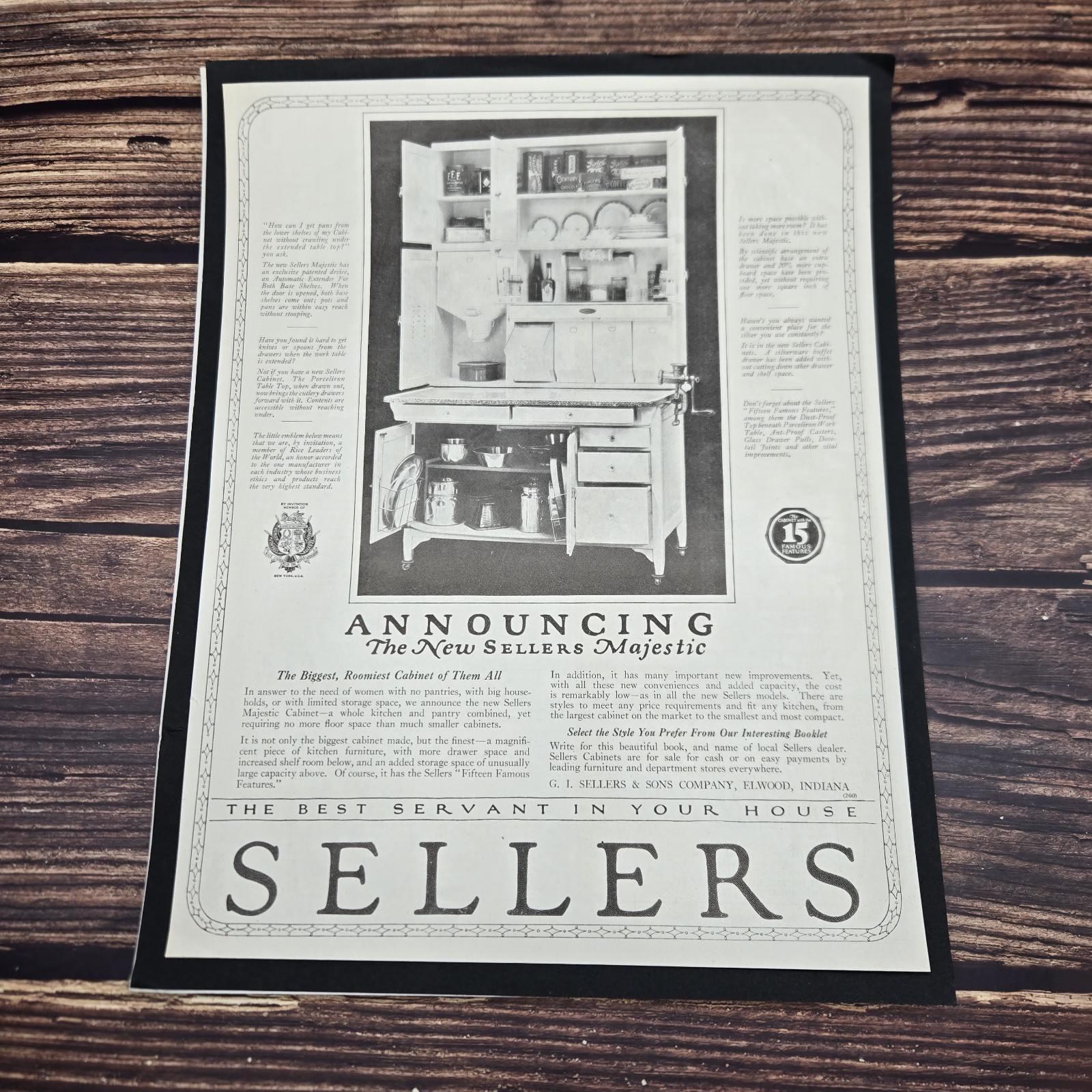 Sellers Baker’s Cabinet Advertisement Ephemera Farmhouse Vintage