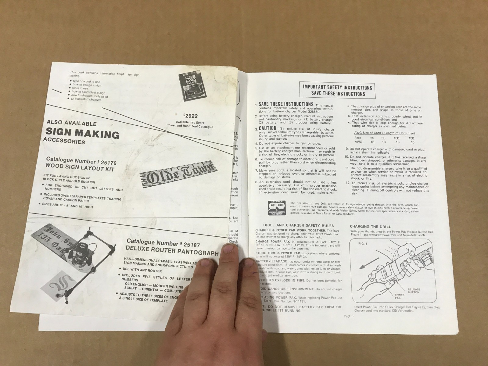 Vintage Sears Craftsman 2-Speed Cordless 3/8″ Drill & Screwdriver Owner’s Manual