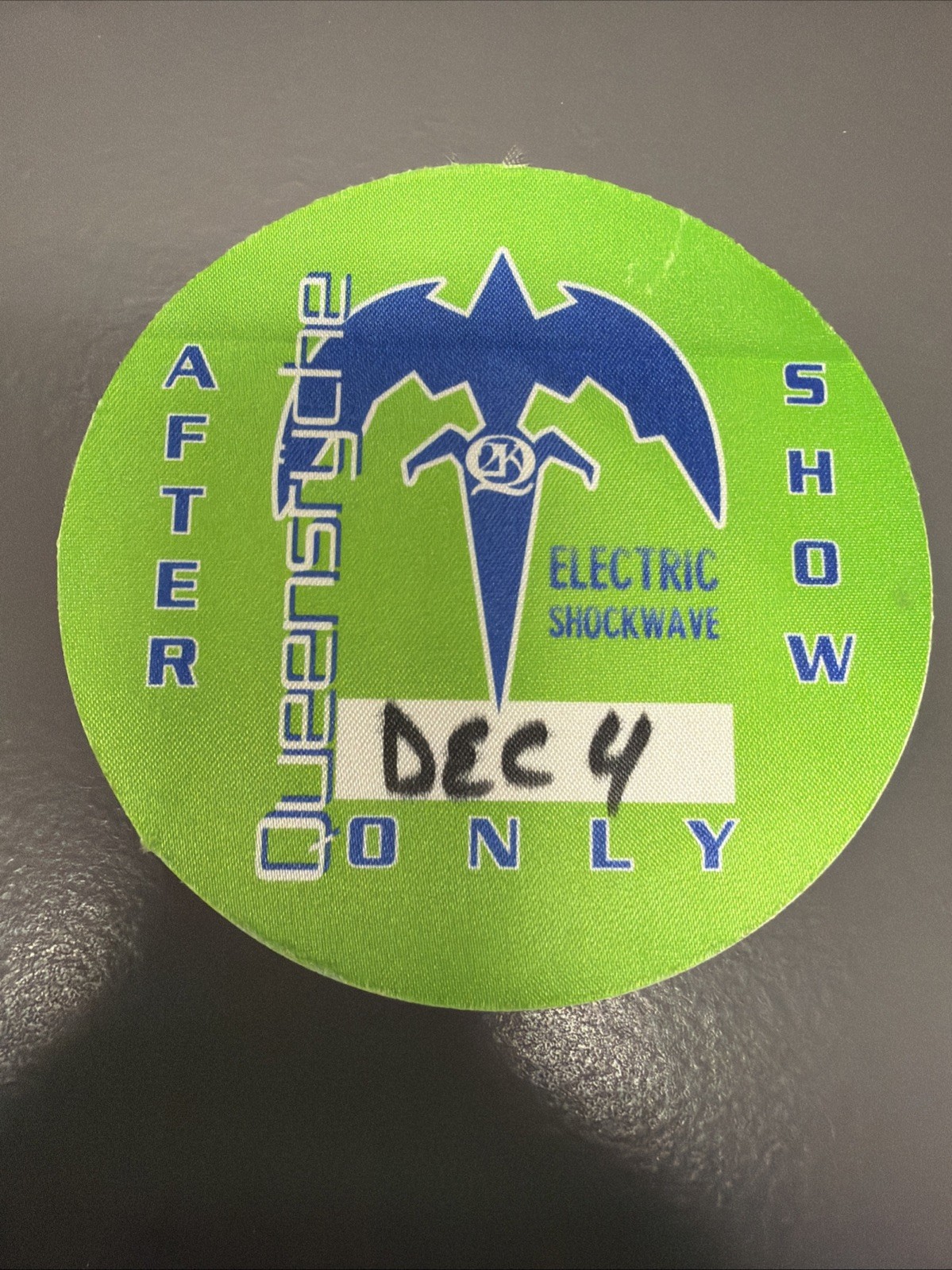 Queensryche Electric Shockwave Backstage Pass, Dec 4, 1999 Rock Music Green