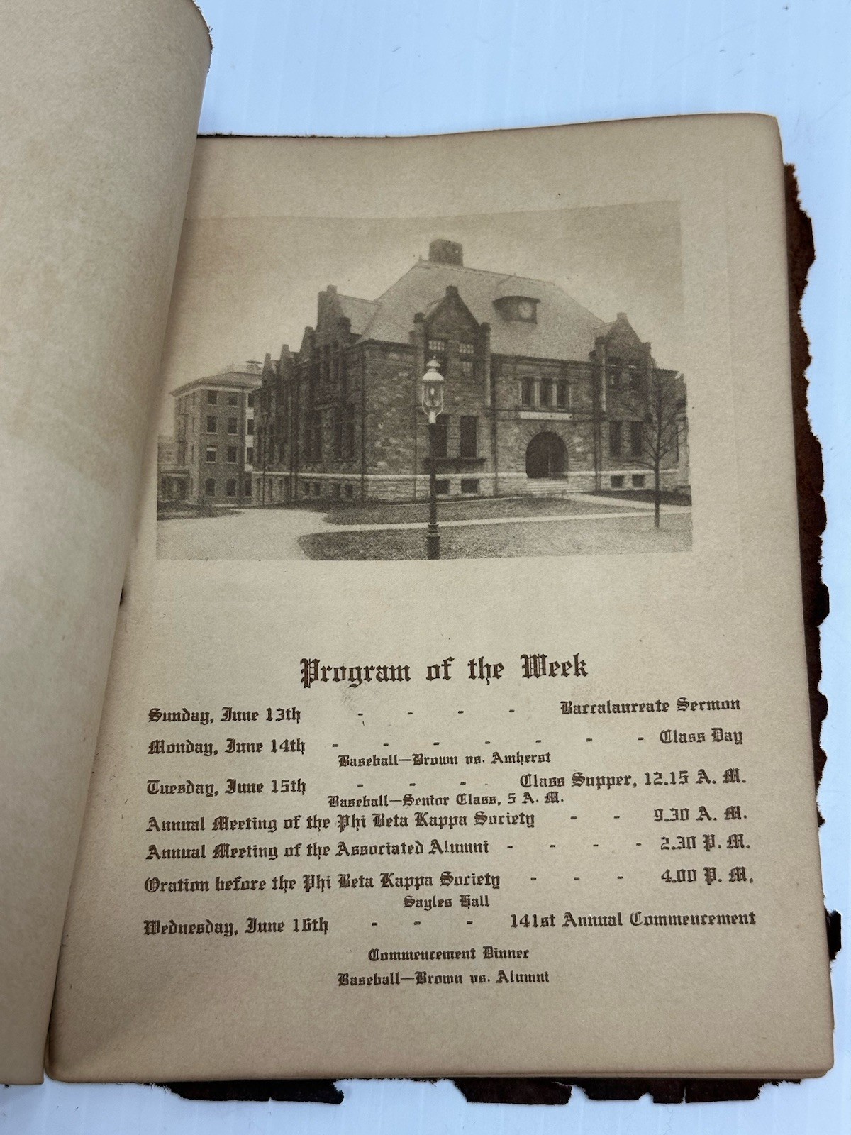 Antique Brown University Class Day 1909 Program Leather Cover Photos
