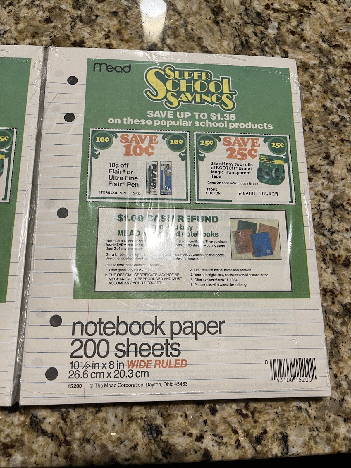 Vintage Mead Notebook White Paper Wide Rule 200 1984 Lot Of 2 Sealed NEW