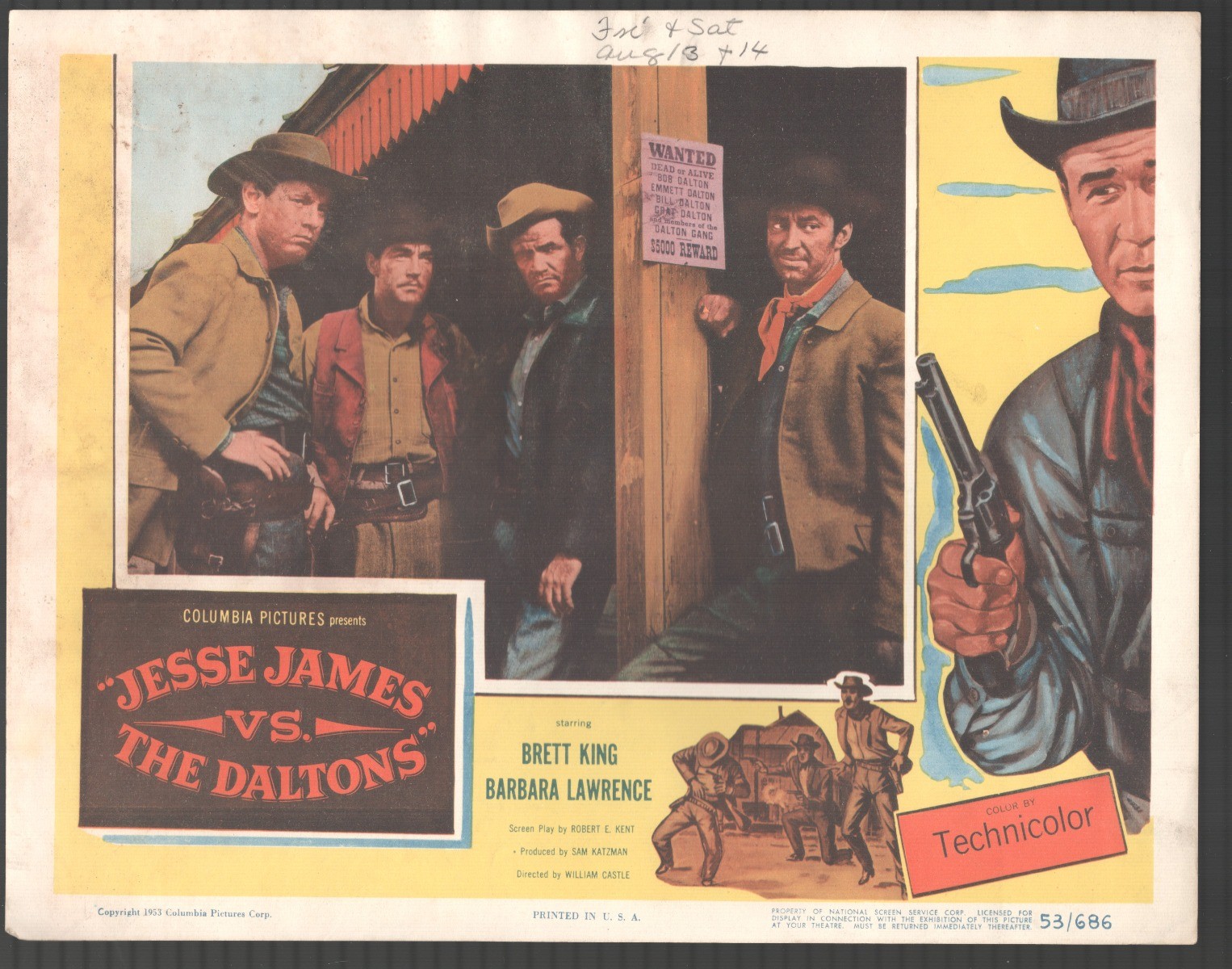 Jesse James vs. The Daltons 11″x14″ Lobby Card Brett King James Griffith William