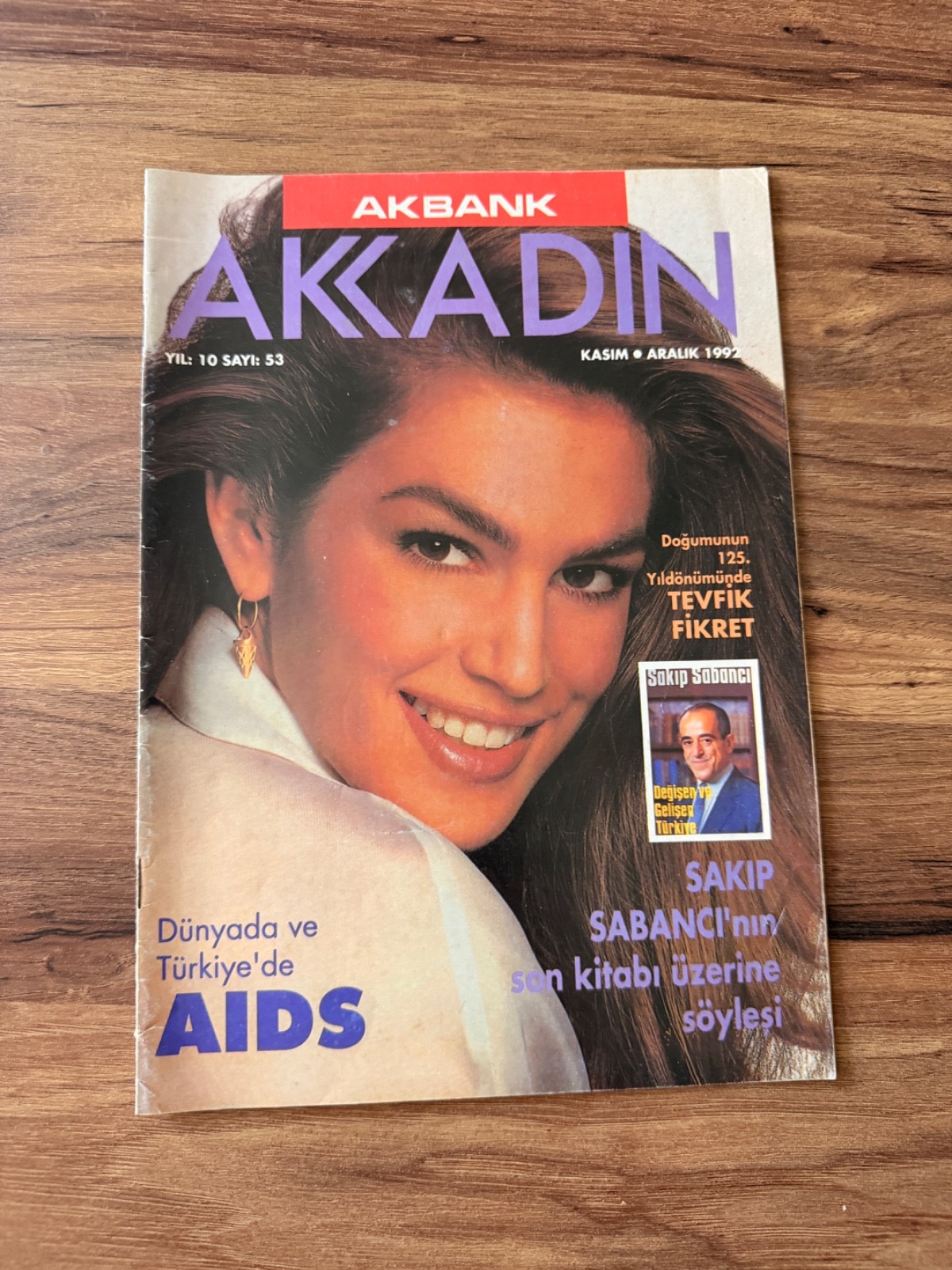 Rare 1996 Turkish Magazine CINDY CRAWFORD Cover Supermodels Naomi Claudia