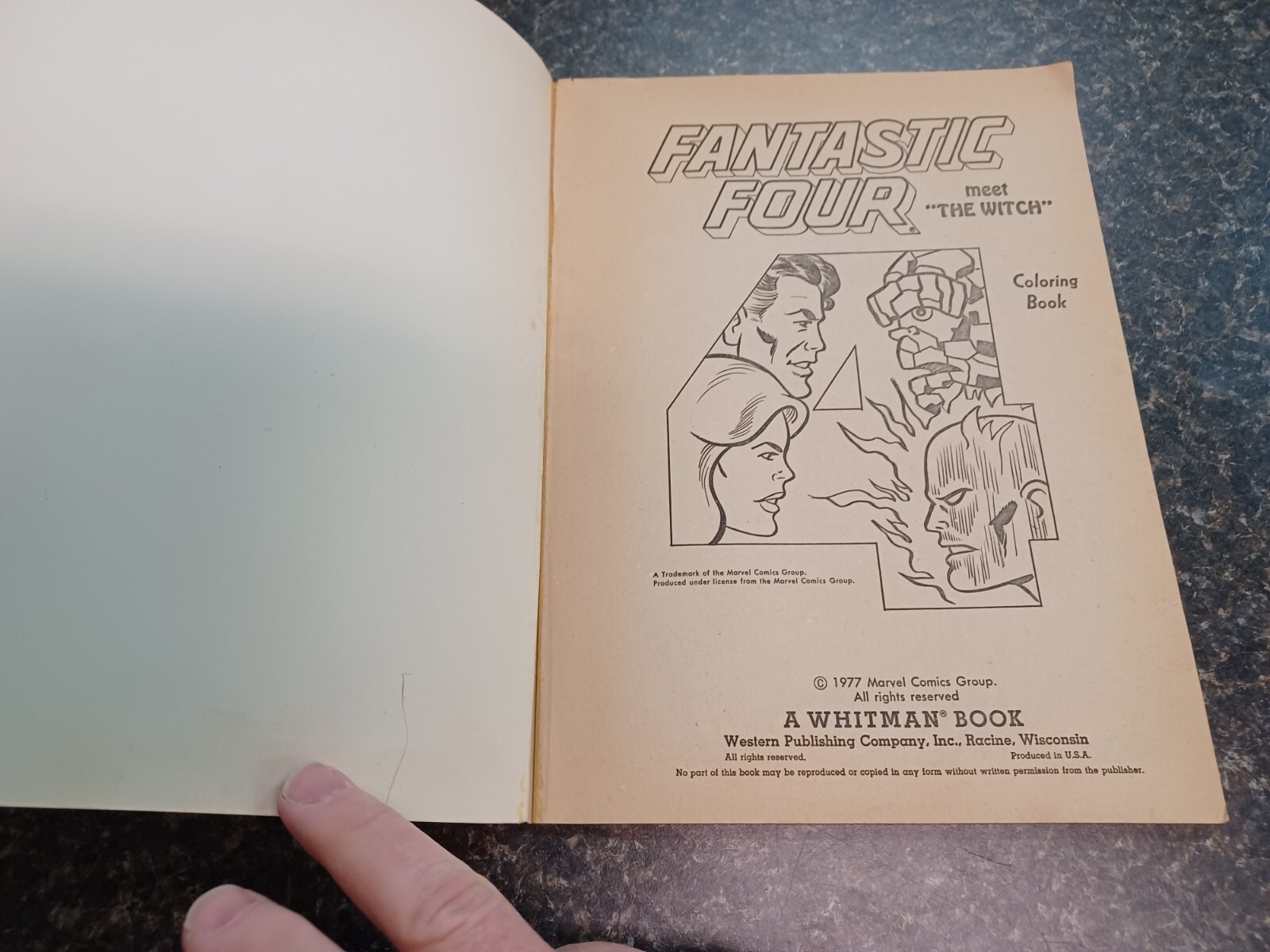 Fantastic Four meet The Witch Coloring Book Copyright 1977 Marvel Comics Group