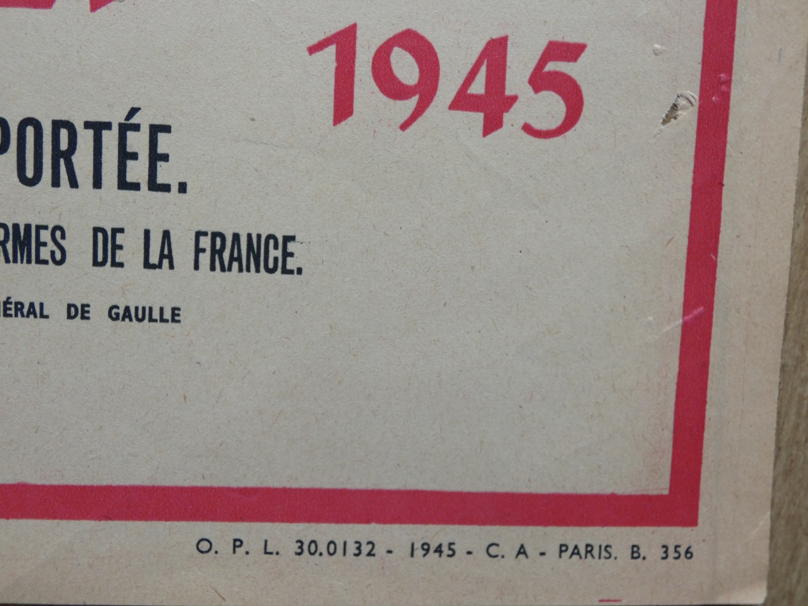 Antique Poster 1945 War De Gaulle Victory Will Be Won Our Lady