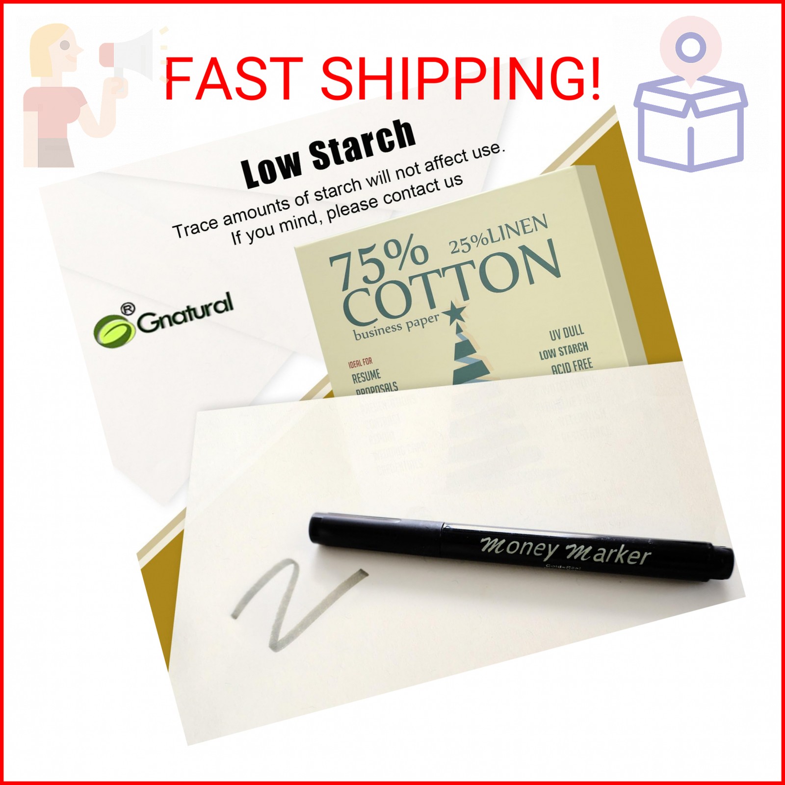 75% Cotton 25% Linen Business Paper, Ivory 85gsm 8.5″W x 11″L Resume Paper, Won’