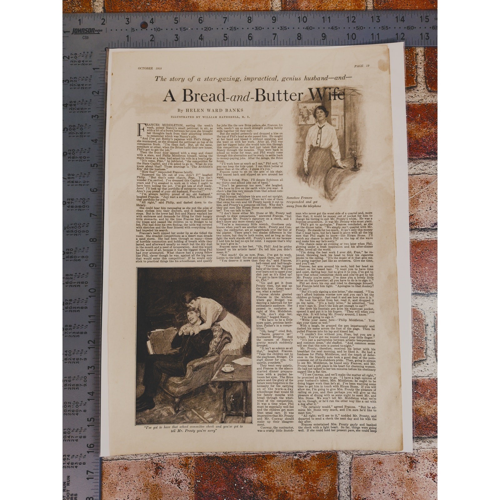 1918 A Bread-and-Butter Wife Original Vtg PRINT ARTICLE by Helen Ward Banks