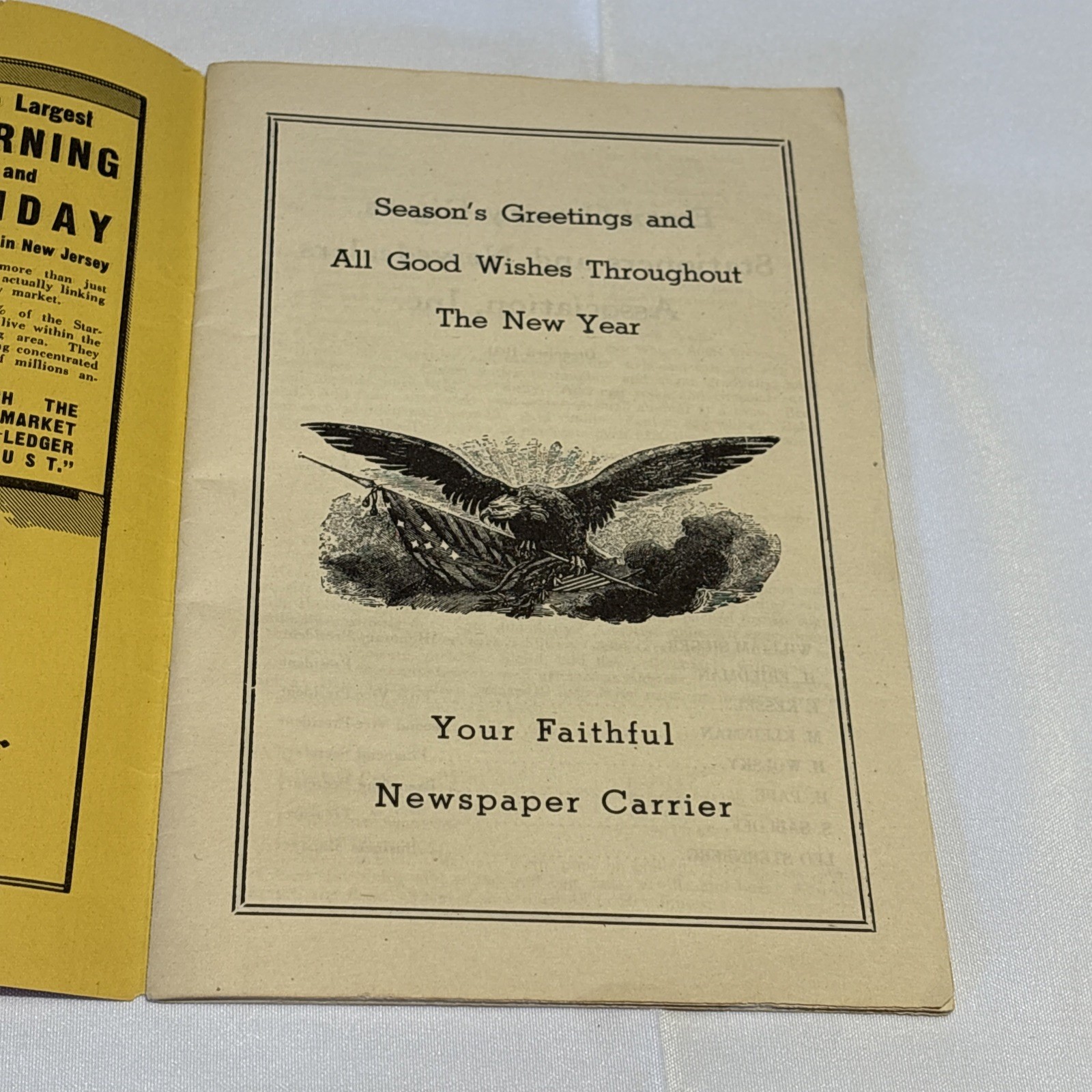 1946 Newspaper Carrier’s Yearbook Essex County Newsdealers Association Newark NJ