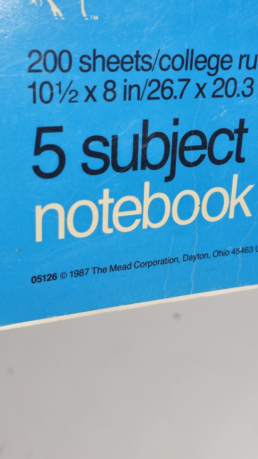 Mead Unicorn Vintage 1987 Spiral Notebook 5 Subject 200 pages