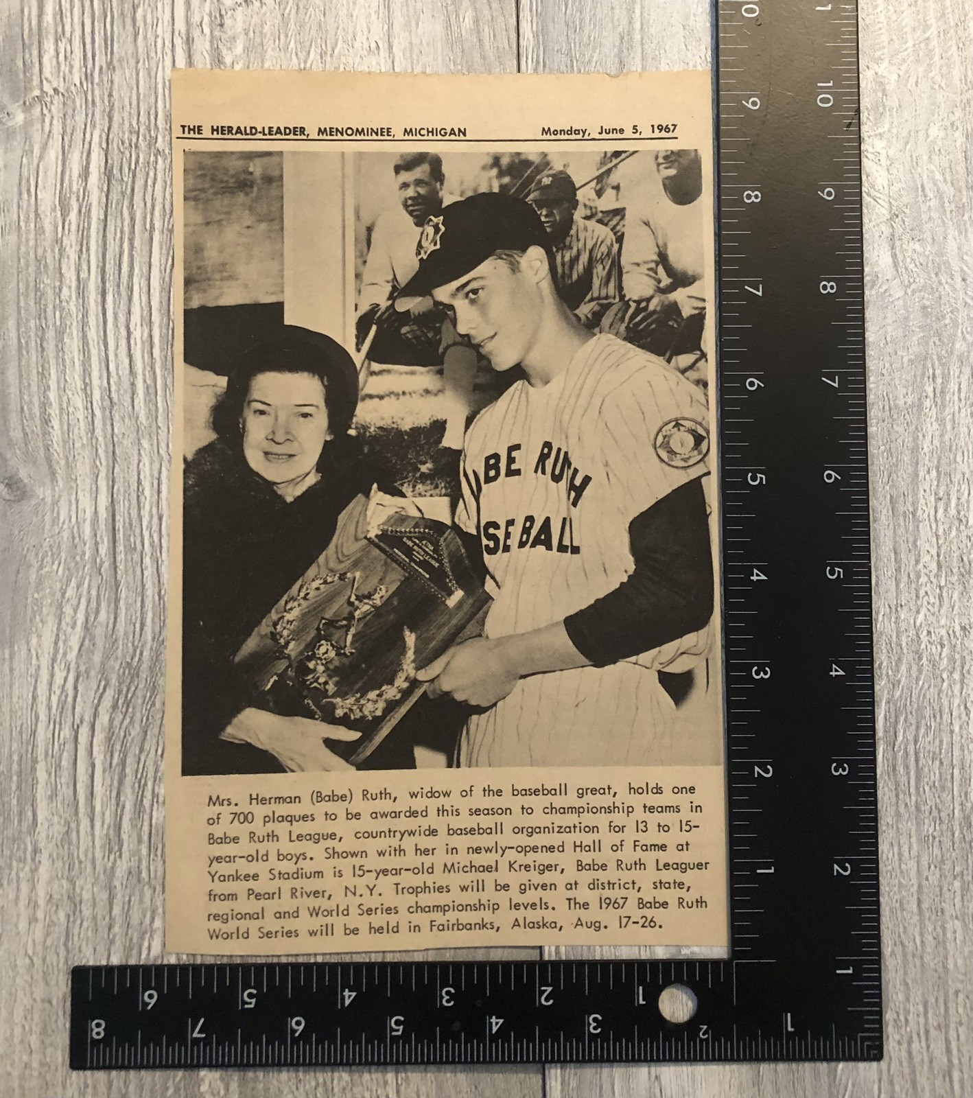 VTG 1960’s Babe Ruth League Wife Baseball Newspaper Clipping 0C25