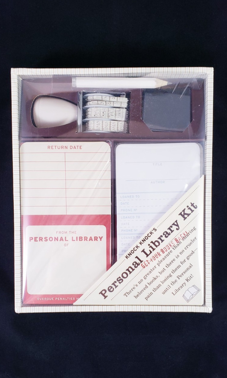 Knock Knock’s Personal Library Kit w/ Checkout Cards Date Stamp Return, etc