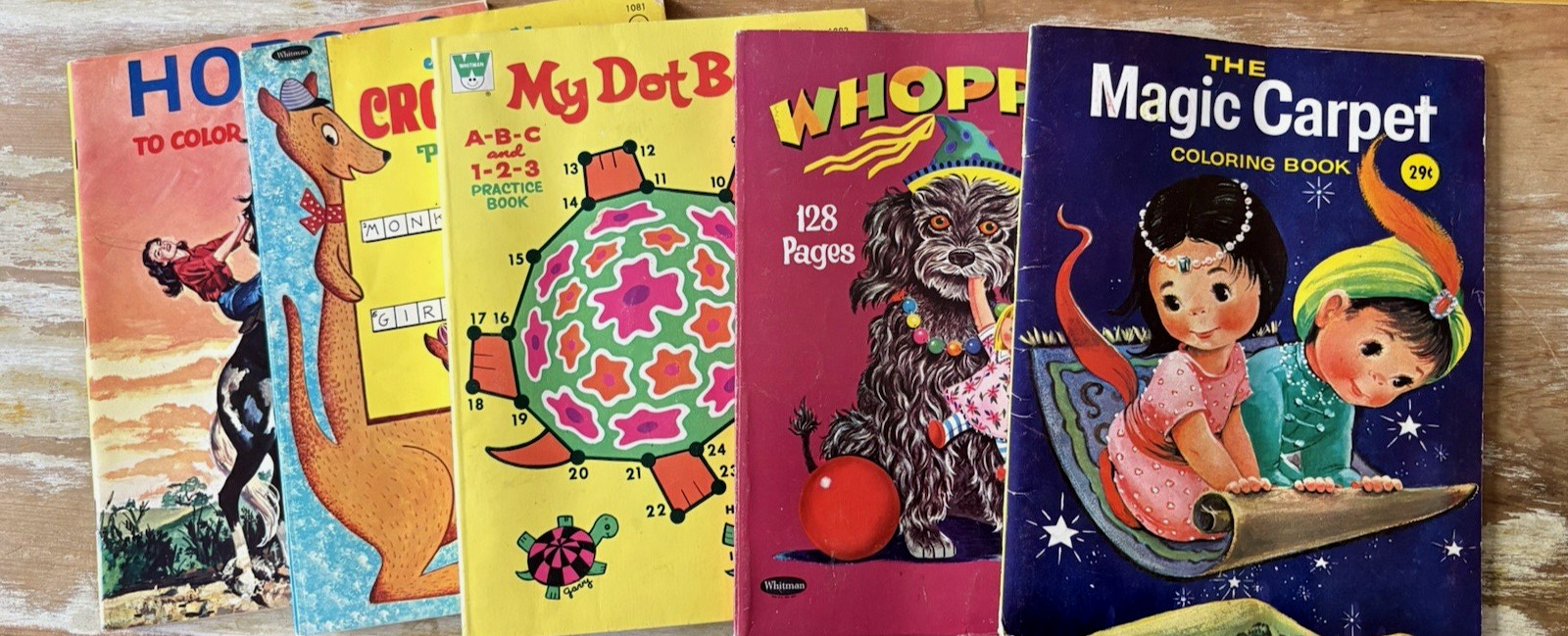 Vintage lot childs coloring & activity books 1960’s 1970’s dot crossword horses