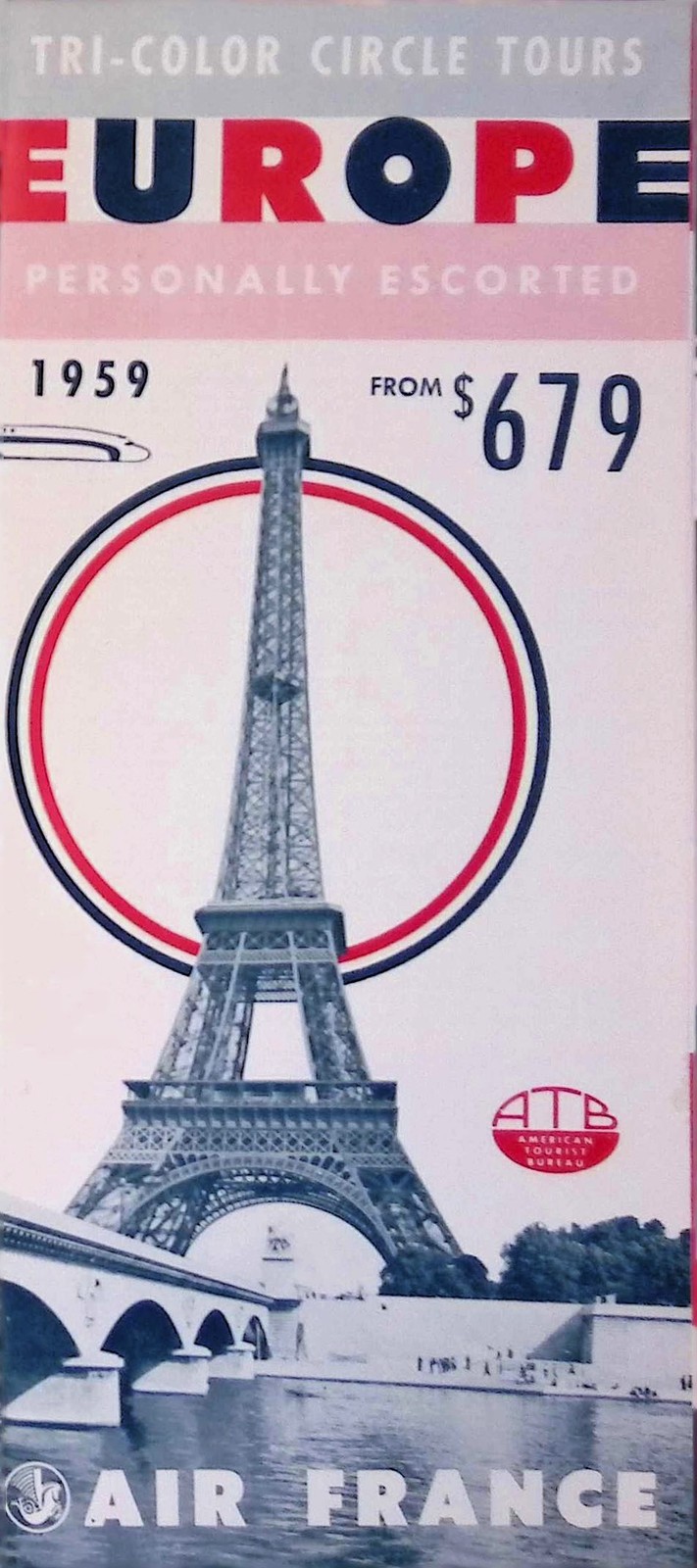 1950s Tri-Color Circle Tours Europe Brochure c1950s Graphic Design