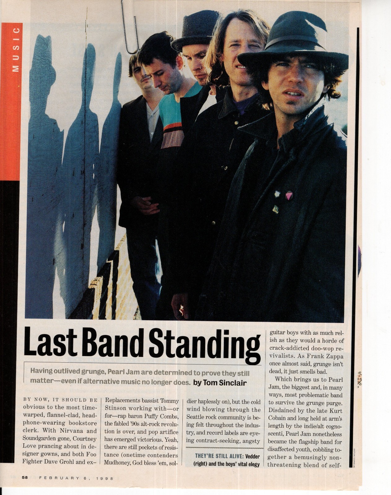 Pearl Jam Magazine Photo Clipping 2 Page N2667