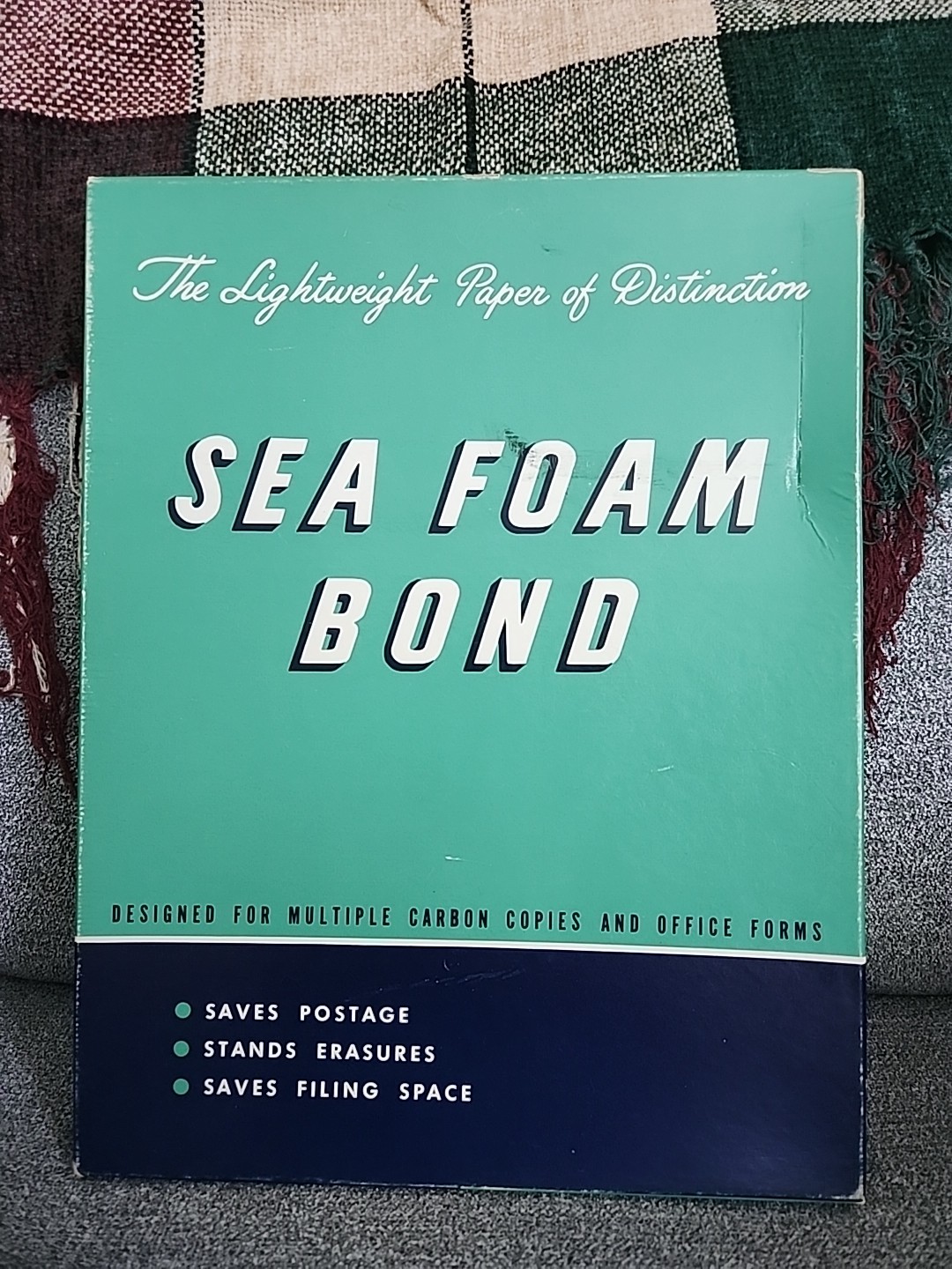 Vintage Sea Foam Bond The Lightweight Paper of Distinction Original Box Typing
