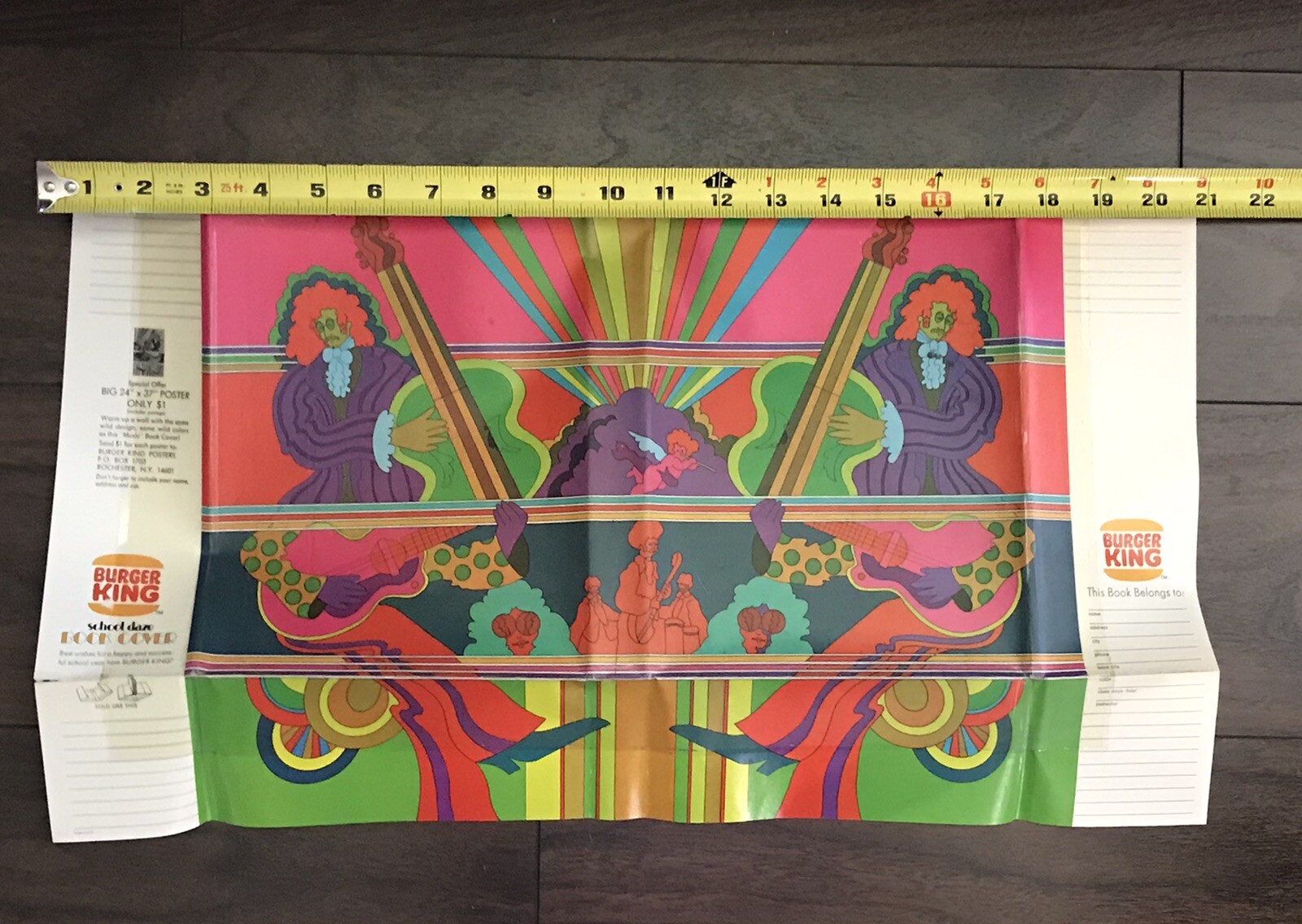 Peter Max 1970’s Burger King Psychedelic Rock Art “School Daze” Book Cover-RARE
