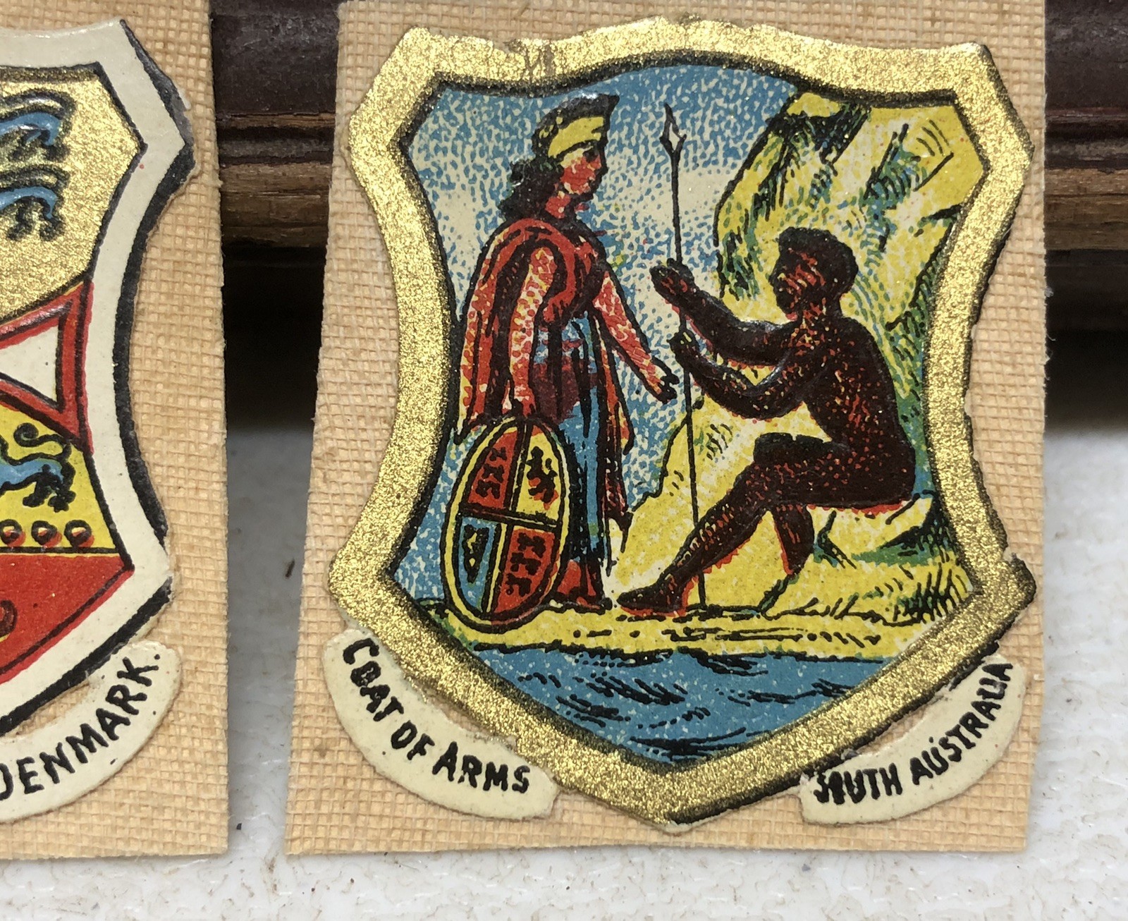 Lot of 2, Coat of Arms – DENMARK & South Australia Ephemera Glued on Paper – L1
