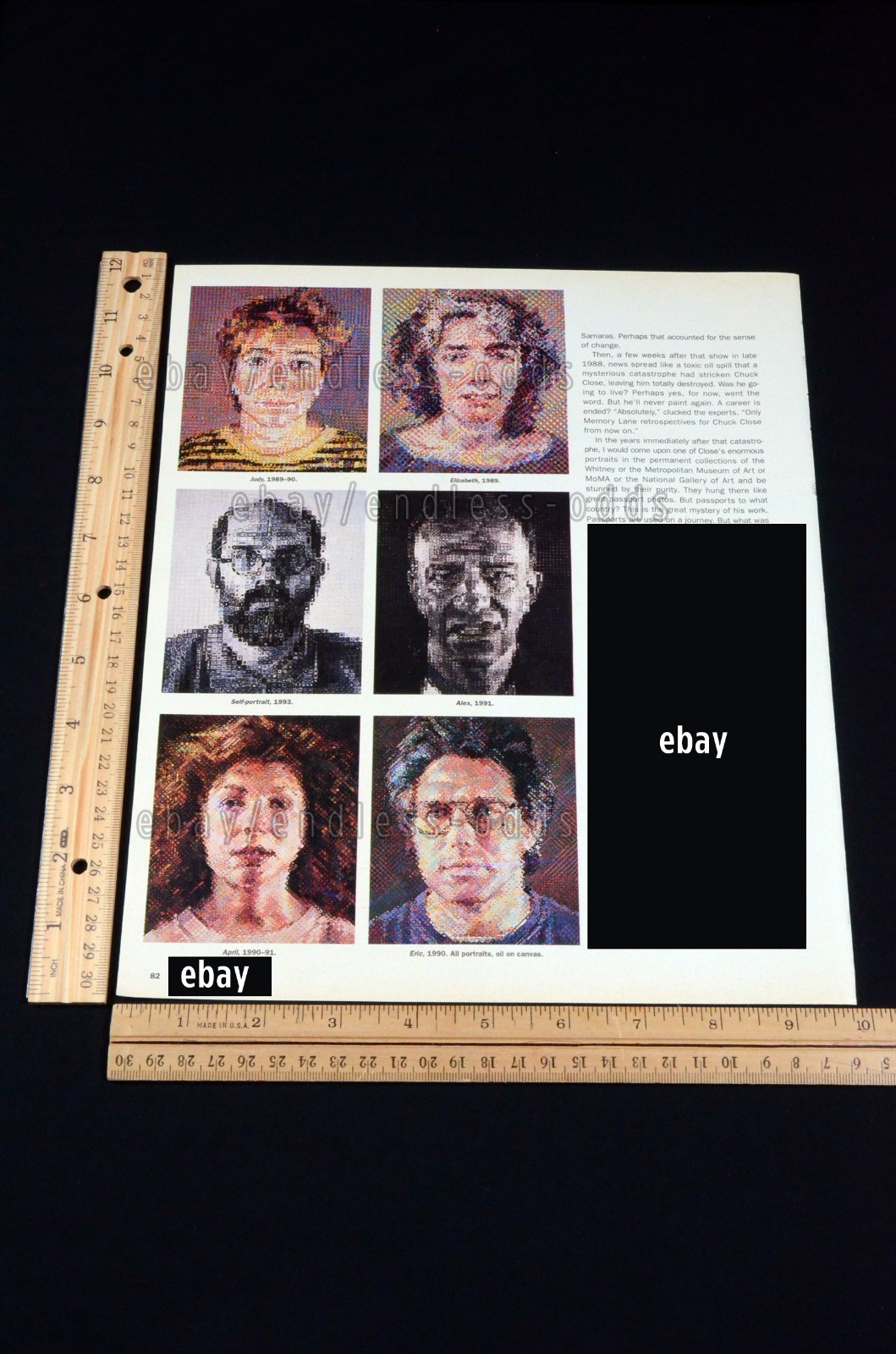 1995 Chuck Close John Guare 4-pg Magazine Page Article Clipping Print Ad Poster