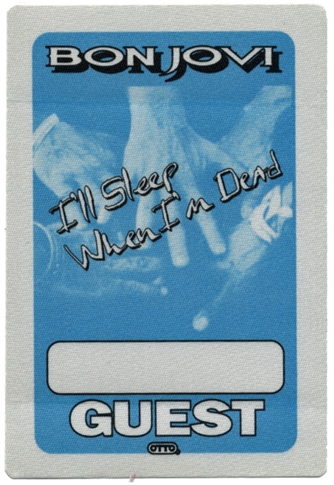 Bon Jovi 1993 I’ll Sleep When I’m Dead concert tour Band Guest Backstage Pass