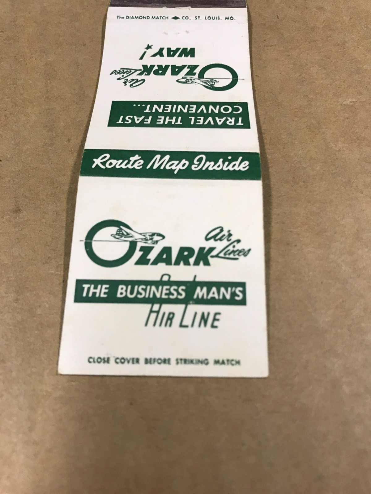 Vintage Ozark Air Lines – Matchcover, Matchbook