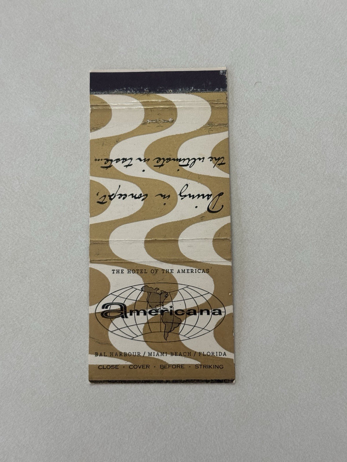 Americana Hotel Miami Beach Bal Harbour Florida Vintage Matchbook Cover 1B