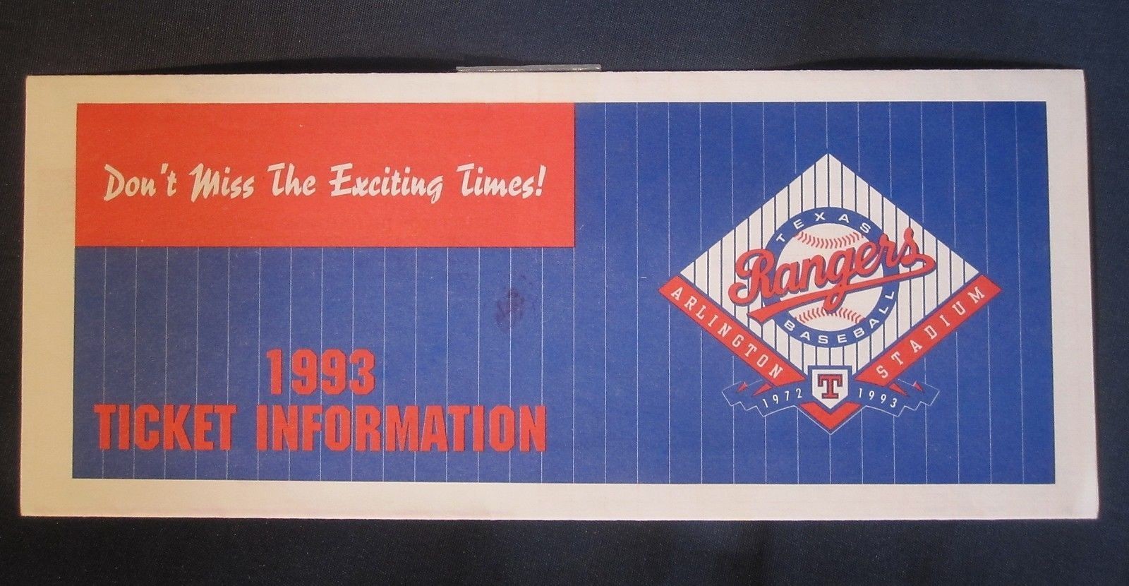 TEXAS RANGERS 1993 TICKET INFORMATION BROCHURE SCHEDULE MLB BASEBALL